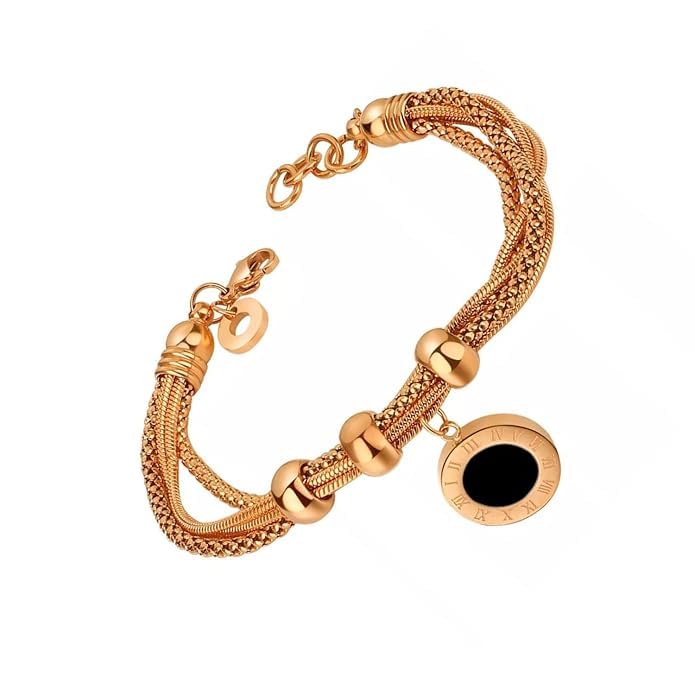 Glamlife Anti Tarnish Bracelet for Women and Girls | Stylish Bracelet Gift for Girls and Women | Layered Roman Bracelet for Women | Accessories Jewellery for Women (Gold Bracelet) (B0CWBSB8P5) Amazon Price History, Amazon Price Tracker