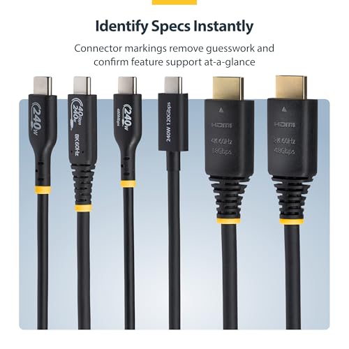 StarTech.com 50cm (1.6ft) Certified Ultra High Speed HDMI Cable, 8K 60Hz/4K 120Hz, HDMI 2.1 Cord with HDR10+ / eARC, 48Gbps