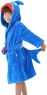 LOLANTA Kids Fleece Shark Dressing Gown, Plush Hooded Robe for 1-8 Years