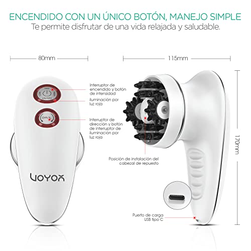 VOYOR-Masajeador-Anticelulitico-Electrico-Celulitis-Masajeador-Set-Masajeador-Celulitis-para-Rostro-Mano-Brazo-Cuello-Pie-Cuerpo-3-Cabezas-Muti-funcionales-Impermeable-IPX7-Sin-Cable-Recargable