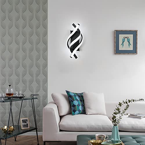 Goeco Led Wall Sconce,19W Modern Wall Sconce Lighting,Spiral Design Indoor Wall Light For Bedroom Living Room Office Restaurant Hallway 6500K Cool White Light Wall Mounted Lamp(Black) #TOP3