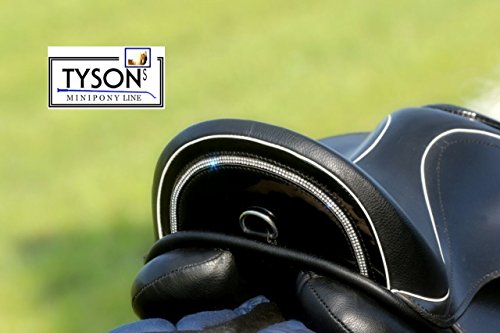 Foto von Tysons Breeches B- Ware Ledersattel Monoblatt Sattel 15 Zoll Minishetty Shetty Leder + Glitzer + Lack Dressursattel Ponysattel Strass (15 Zoll, Schwarz Weiß)