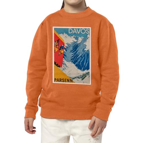 Sweatshirt enfant Davos Parsenn en coton pull vintage suisse