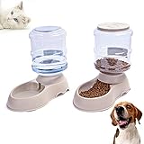 Comedero y Bebedero Automático para Perros y Gatos, 3.8Lx2 de Comida y dispensador de Agua para Mascotas Grandes o Pequeños (Transparente)
