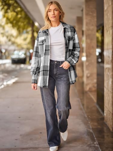 AUTOMET Shackets for Women Plaid Flannel Shirts Fall Winter Jackets Cute Tops Trendy Western Cowgirl Outfits Teen Girls Coats
