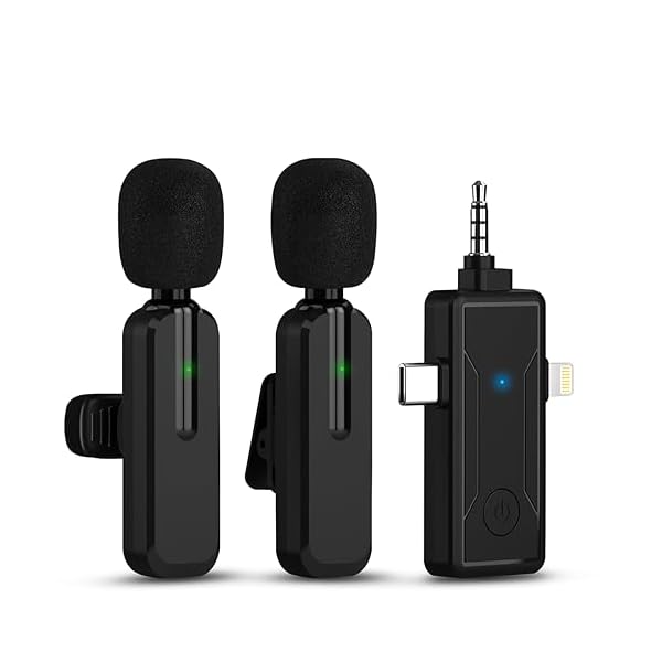 MAYBESTA Wireless Lavalier Microphone for iPhone Camera Android – Rotatable Clip-on Mic for Video Recording – Lapel Mini Microphones with Noise Cancellation 7H Working Time