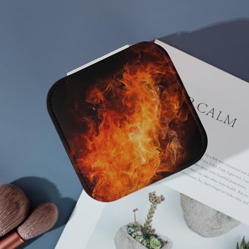 LZQPOEAS Boîte à bijoux Roaring Flame - Étui de rangement en polyuréthane à motifs - Boîte de rangement portable pour bijoux de voyage pour ranger bagues, pendentifs, boucles d'oreilles, colliers et – vue 4