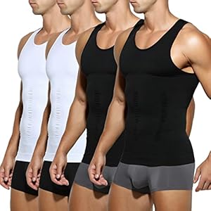 Arjen Kroos Men's Compression Tank Top Shirts 4 Pack-Slimming Muscle Undershirt Body Shaper High Elastic Breathable Shapewear