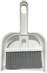 Combo Vassoura de Mão e Pá Pequena para Limpeza de Mesa e Estofados - Compacto com Cerdas Suaves e Eficientes (Branco)