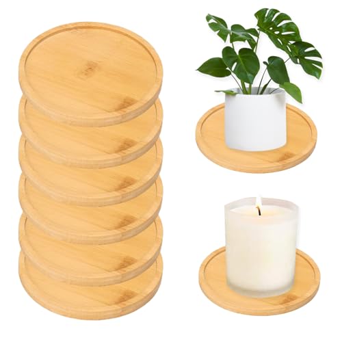NCZCDZSW Dessous de Verre en Bois 6 Pièces 10cm Support Bougie Plaque de Bougie Assiettes à Bougie Ronds Dessous de Bougie en Bois pour Mariage Maison baptême Communion Jardin Décoration