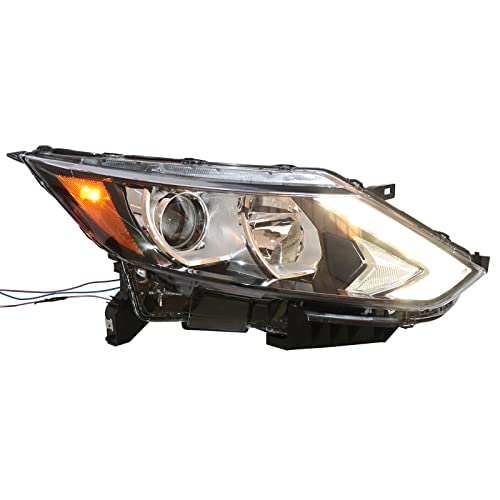 Halogen Headlight for Nissan RogueSport/for Qashqai 2017 2018 2019, RH Right Passenger Side Chrome (Crystal) Clear Lens Front Head light Head lamp OEM 260106MA0A (RH)