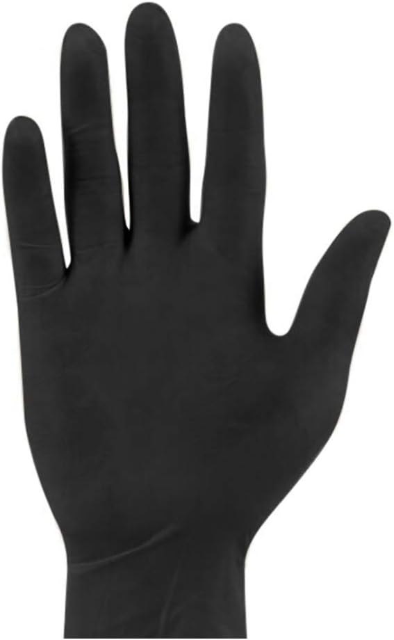 Nitrile Gloves 100PC, Disposable Frosted Non-Slip Gloves Exam Gloves Latex-Free, Powder-Free Glove for Cleaning, Mechanics, Automotive, Industrial, Food Handling or Medical Applications, Black (M)
