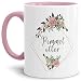 Produktbild Tassendruck Blumen-Tasse mit Spruch Pimmelotter - Beleidigung/Schimpfwort/Geschenkidee für das Büro/Innen & Henkel Rosa