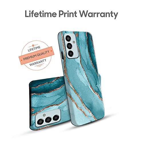 Image of COLORflow Back Cover Compatible with Samsung Galaxy F13 / M13 4G | Beautiful Blue Marble Golden Stripes | Designer Printed Hard CASE Bumper Back Cover Compatible with Samsung F13 / M13 4G