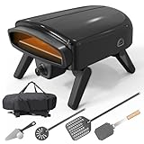 Maharlika Gas Pizza Oven Outdoor 14' Pizza Oven with Built-In Thermometer, Portable Propane Pizza Oven Stainless Steel with Stone, Griddle, Pizza Peel, Turner, Cutter, Carry Bag for Outdoor Kitchen