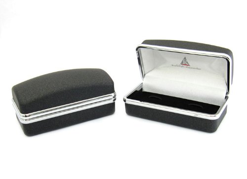 Rudolph Alexander Cuff-Daddy Swarovski Gunmetal Caged Simulated Pearl Cufflinks In Black With Travel Presentation Gift Box #TOP1
