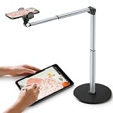 Heavy Duty Aluminum Overhead Phone Stand for Recording, Adjustable iPhone Tripod for Overhead Shots, Sturdy Stand for Cooking, Crafting, Filming, Painting – Perfect for Creators（Clip）
