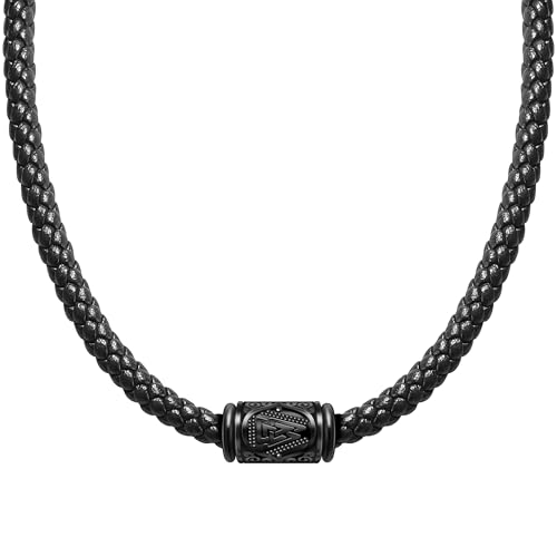 Collier cuir homme véritable anti-irritation avec pendentif acier inoxydable