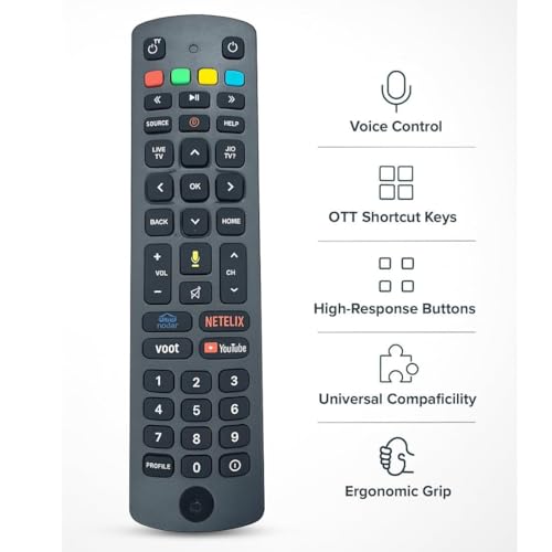 Image of Universal Bluetooth Remote for Fiber smart Set top Box, Universal Remote for All smart tv, Suitable for air Fiber Box with Voice Command, Netflix hotstar YouTube hotkeys