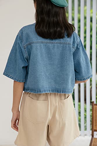 BireFire2015 Women's Shawl Neck Short Sleeve Denim Jacket Short Jeans Summer Shawl3