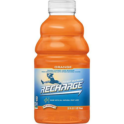 R.W. Knudsen Recharge Orange Flavored Juice Sports Beverage with Electrolytes, 32 Ounces (Pack of 6)