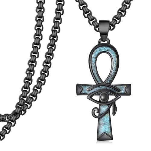 Ankh Necklace 925 Sterling Silver Turquoise Ankh Necklace Protection Egyptian Jewelry Gifts for Men Women