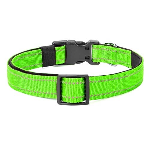 Image of Reflective Dog Collar, Adjustable Nylon for Large Dogs,Green