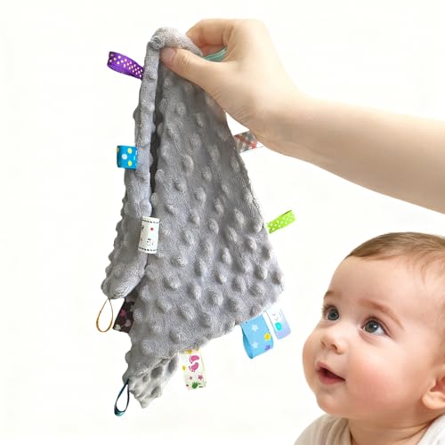 Image of CREVENT Soft Baby Lovey Security Blanket, Small Plush Comfort Blanket for Baby Girls, Sensory Soothing Toy, Newborn, 10 inch x 10 inch 2pcs