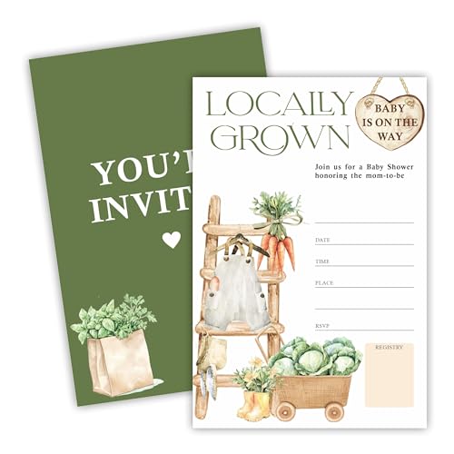 Ebned 4"X6" Baby Shower Invitation Cards–Set Of 25 With Envelopes. Featuring A Local Vegetables-Inspired Design, Perfect For Baby Baptism, Gender Reveal, And Party Decorations - A02