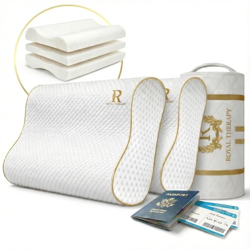 Image of 2-Pack Travel Memory Foam Pillow, Camping, Cervical for Pain, Contour, Pillow for Neck and Shoulder, Neck