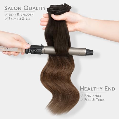 Image of WENNALIFE Invisi Edge Tape in Hair Extensions Human Hair | 20 Inch 50g 20pcs Ombre Dark Brown to Light Chestnut Brown Invisi Remy Hair tensions Seamless Injected Tape Ins Straight