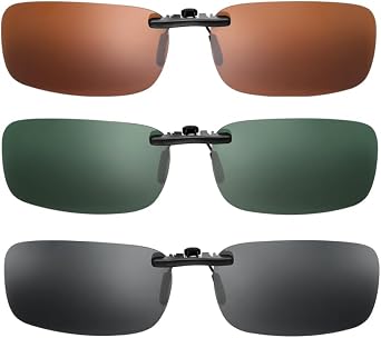 IMIKEYA 3pc Clip On Sunglasses Polarized Clip On Sunglasses Over Prescription Glasses for Men Women Flip Up Sunglass Polarized Clip Glasses Myopia Sunglass Anti-Glare Driving Rimless UV Protection