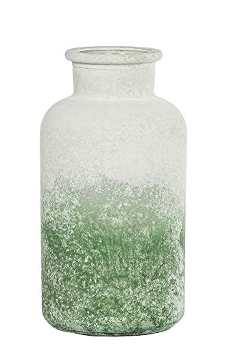 mucHome Glaskaraffe Glasvase Dekovase Weiß-Grün Matt 10,5x20cm Tischvase Blumenvase Deko