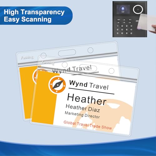 2x4 Inch Name Badge Holders - Fushing Clear Plastic Horizontal Name Tag Badge ID Card Holders for 2 x 4 Inch Labels, ID Cards, Name Badge Inserts or Name Tag Inserts (250) by Fushing - Image 6