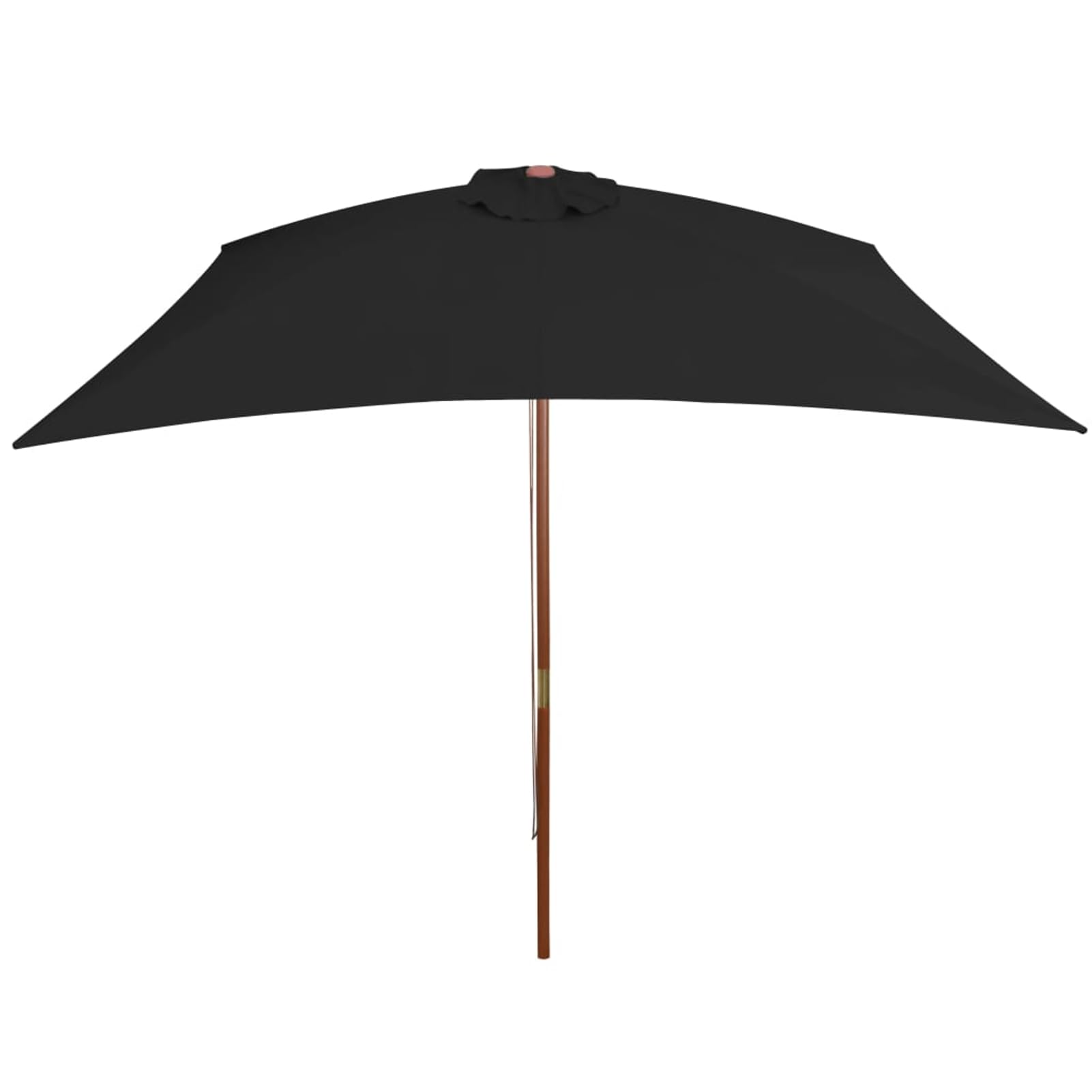 Homgoday Sombrilla con palo de madera, sombrilla de jardín, playa, terraza, mercado, protección UV, para jardín, playa, terraza, color negro, 200 x 300 cm, Negro , Grande