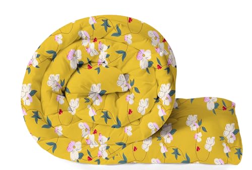 Image of Amazon Brand - Umi Reversible Super Soft Single Bed AC Comforter /Blanket /Quilt /Rajai 220 GSM Microfiber Diamond Stitch (90 inch x 60 inch Inches /228cm x 152cm) - Comforter Single Bed|Mustard & White & Pink