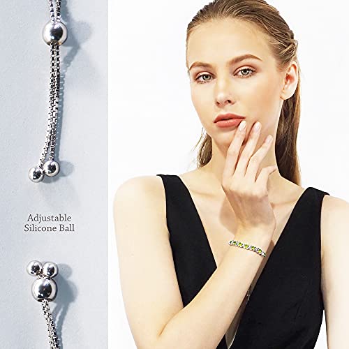 Belinda Jewelz November Birthstone Bangle Bracelet For Women Classic Beautiful 925 Sterling Silver Gemstone Xo Bolo Tennis Bracelets Fine Wrist Jewellery Accessory 4.2 Carat Peridot 11 Inch #TOP2