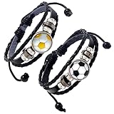 SOIMISS Fußball Armbänder 2Pcs Fußball Ball Charme auf Geflochten Armreif Schmuck Geschenk für Fußball- Player Jungen Männer