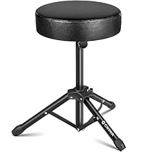 Package: Includes a paper manual, cushion, tripod stand, screws, and nuts, east to install. Thickened Comfort: Featuring a 65 mm padded cushion, this drum throne provides a firm and supportive feel, ensuring a comfortable experience even during exten...