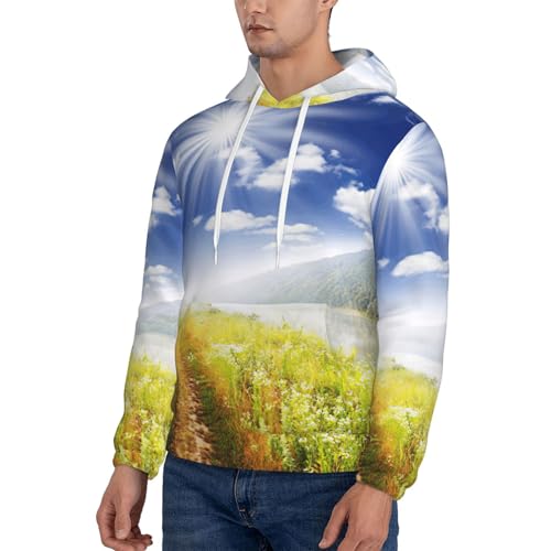 Sweat à capuche en polaire pour homme imprimé paysage pull chaud décontracté - 3