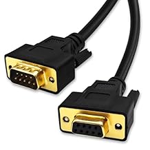 6.6 Feet2 Meter DB9 Straight Through 9 Pin RS232 Serial Extension Cable Double Shielded, Metal Braided&AL-foil, Female to Male, Black, SC902S08FM