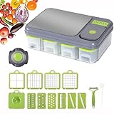 Gemüseschneider, Mehrzweckschneider mit Abtropfkorb, Handschutz & Selbstreinigungsfunktion für...