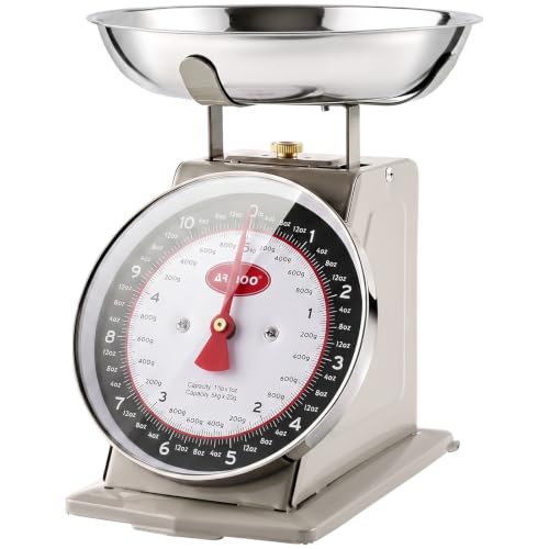 ARINOO Mechanical Kitchen Scale,Analog Food Scale with Removable Bowl,11 lb Capacity, Large 6.5 Inch Dial,Battery-Free, Design for Baking and Meal Prep.