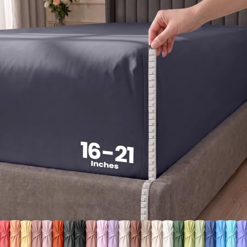 Extra Deep Pocket Queen Fitted Sheet, Fits 16-21 Inch Mattress...