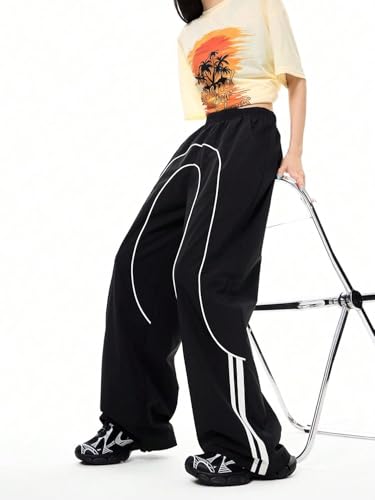 Womens Wide Leg Cargo Pants Y2k Baggy Parachute Sweatpants Casual Streetwear Loose Rave Pants2
