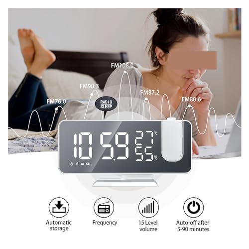 Reloj de escritorio USB digital contra el cansancio visual nocturno con proyeccióN nítida azul 4