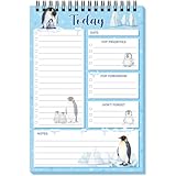 Gueevin Cute Penguin to Do List Notepad, Daily Task Organizer Pad with 50 Sheets, Desk Planning Pad for Work Home Office, Spiral Task List Notebook, Gift for Women Penguin Lovers
