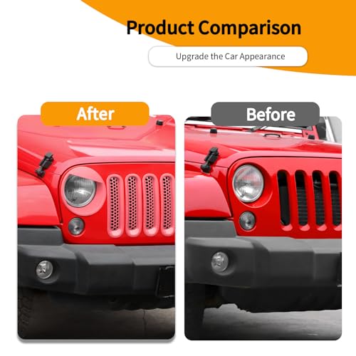 Image of Hoolcar Front Honeycomb Grille Insert Cover & Headlight Bezel Cover Fit for Jeep Wrangler JK JKU 2007-2017, Exterior Accessories, Pink