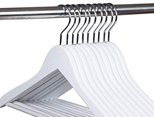 NAHANCO 8017WCH20 - Percha de madera de 43 cm, acabado blanco brillante y herrajes cromados brillantes (paquete de 20) Cover