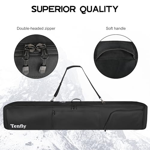 TENFLY Wheeled Ski Bag for Air Travel, 900D Waterproof Padded Ski Bag with Wheels, Adjustable 156-200cm, Foldable, Fits 2 Skis Boots Helmet Gear by TENFLY - Image 5